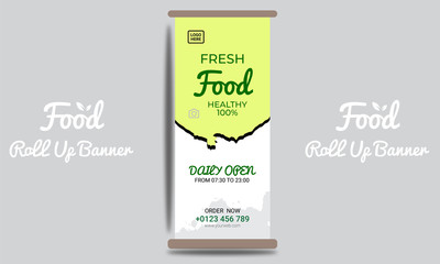food roll up banner  template design .