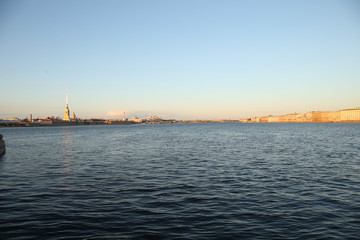 panoramic view from the bridge to the Peter and Paul fortress during the day