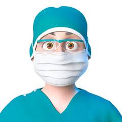 doctor cartoon id portrait in white background