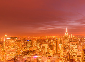 View of New York Manhattan during sunset hours