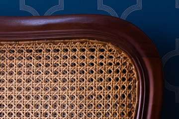 French style antique rattan furniture made from dark mahogany wood
