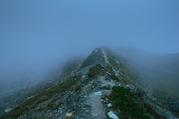 Misty mountain road in Nepal
