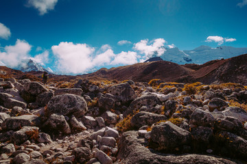 Beautiful mountain peaks and blue sky
