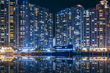 Fototapeta na wymiar The Bay 101 Skyscrapers in Haeundae waterfront district in Busan.