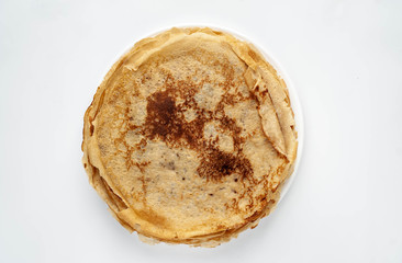 Homemade pancakes on a white background, isolate