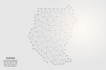 A map of Sudan consisting of 3D triangles, lines, points, and connections. Vector illustration of the EPS 10.