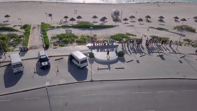 Lining up for a photo - Cancun, Mexico
