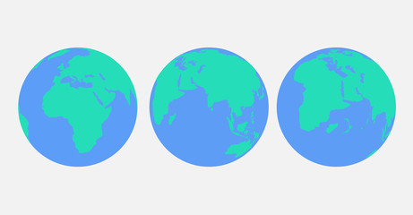 Flat planet Earth set Icon.