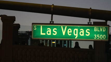 Street sign Las Vegas Boulevard by night - USA 2017