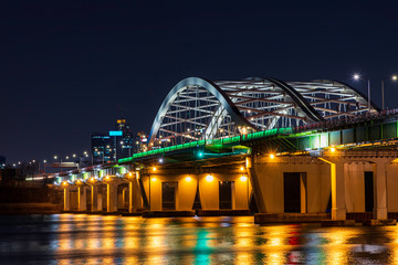 Night cityscape of Seoul and viewpoint  of Yanghwadaegyo Bridge in Seoul,South Korea