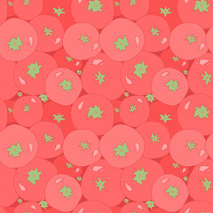 seamless pattern of red cherry tomatoes with green leaves. Modern abstract design for paper, cover, fabric, interior decor