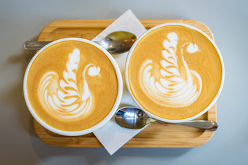 cups of coffee on a table