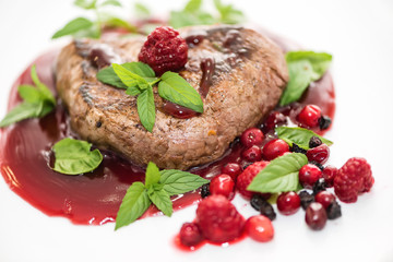 grilled meat with topping