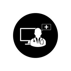 Online Medical Help Center Rounded Icon. Editable Vector EPS Symbol Illustration.