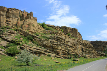 Fototapeta na wymiar Georgia. Beautiful cliffs in Uplistsikhe