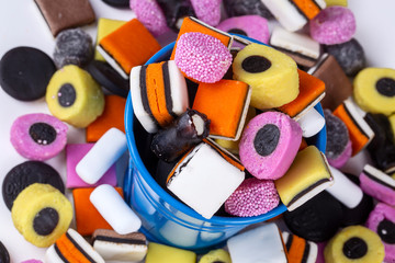Liquorice allsorts fondant and licorice sweets or candy studio isolated