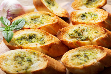 fresh garlic bread with herbs