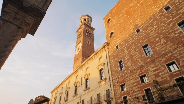 Torre lamberti in Verona, Piazza Erbe Square.Verona, Italy.