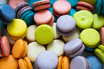 colorful macaroons in a box