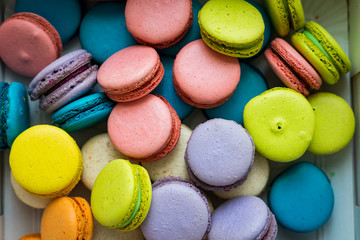 colorful macaroons in a box