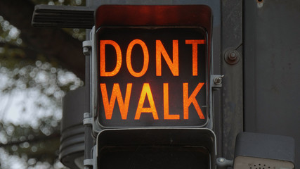 Walk - Dont Walk old traffic lights in Tulsa Downtown - USA 2017