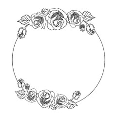 vintage floral frame,Rose  floral wreath,hands draw,Rose line.