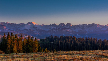 Panorama Tatr z Przełęczy Łapszanka