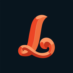 Initial or drop cap letter L concept. Decoration of book text. Isolated 3D vector illustration on dark background