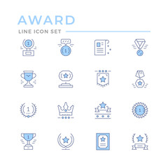 Set color line icons of award
