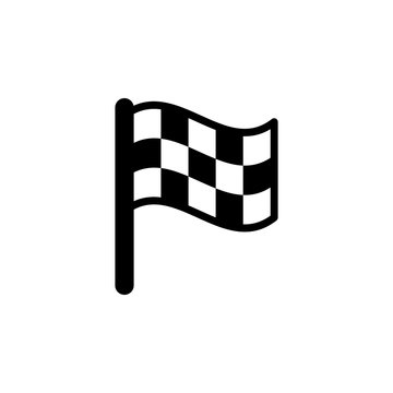 Checkered flag glyph icon and pennant symbol