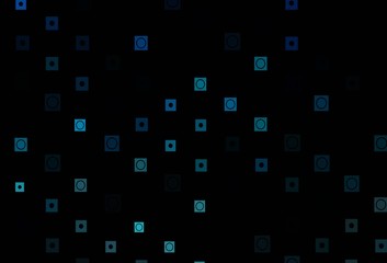 Dark BLUE vector background with rectangles, circles.