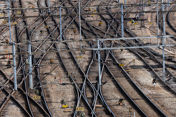 Aerial view of railway tracks.