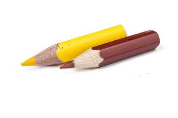 Colour pencils isolated on white background.Copy space