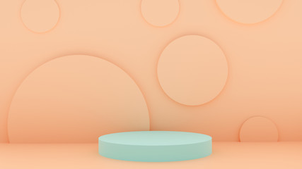3d rendering illustration of background abstract pedestal board, cylinder art display mockup for product decoration