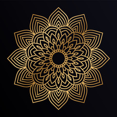 Luxury golden mandala background decoration. Decorative ornament in ethnic oriental style. Coloring book page.