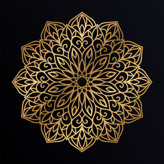Luxury golden mandala background decoration. Decorative ornament in ethnic oriental style. Coloring book page.