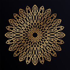 Luxury golden mandala background decoration. Decorative ornament in ethnic oriental style. Coloring book page.