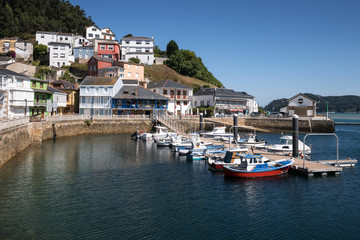 Fototapeta na wymiar View of the harbor of O Porto do Barqueiro, Rias Altas, Galicia, Spain