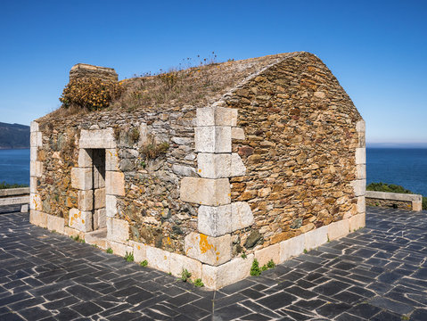 Garita Casa da Vela, lookout point for navigation and naval defense, at O Porto de Espasante, Ortigueira, Rias Altas, Galicia, Spain