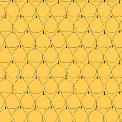 Seamless pattern with pears. Outline black and white graphic wallpaper. Modern summer print.