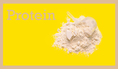 Protein Powder card, Heap of protein powder with plastic spoon