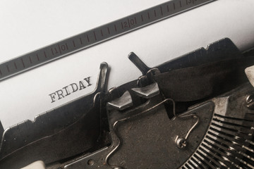 Friday text written on old typewriter