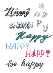 lettering happy be happy words text