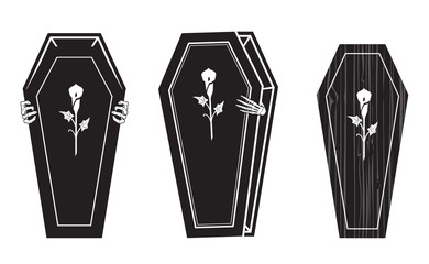 Creepy Coffin Halloween Vector Icon Set 2
