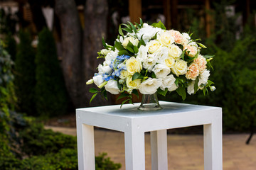 Bridal bouquet of flowers. Wedding floristry.