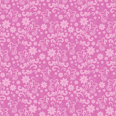 Seamless flower pattern, pink background color in vector, Wallpaper, fabric, packaging