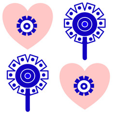 Folk heart and flower pattern