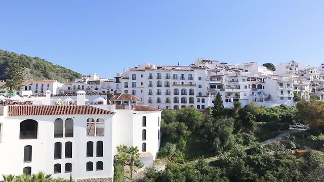 Panoramic view of Frigiliana Village , a famous village situated in South of Spain , nominated at "the most beautiful Spanish village" in 2017. Famous tourist destination