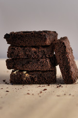 brownies stacked on a white backdrop