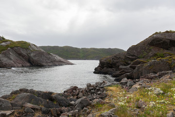 Impressive summer view of fjord in Norway. Colorful morning scene in Norway. Beauty of nature concept background.